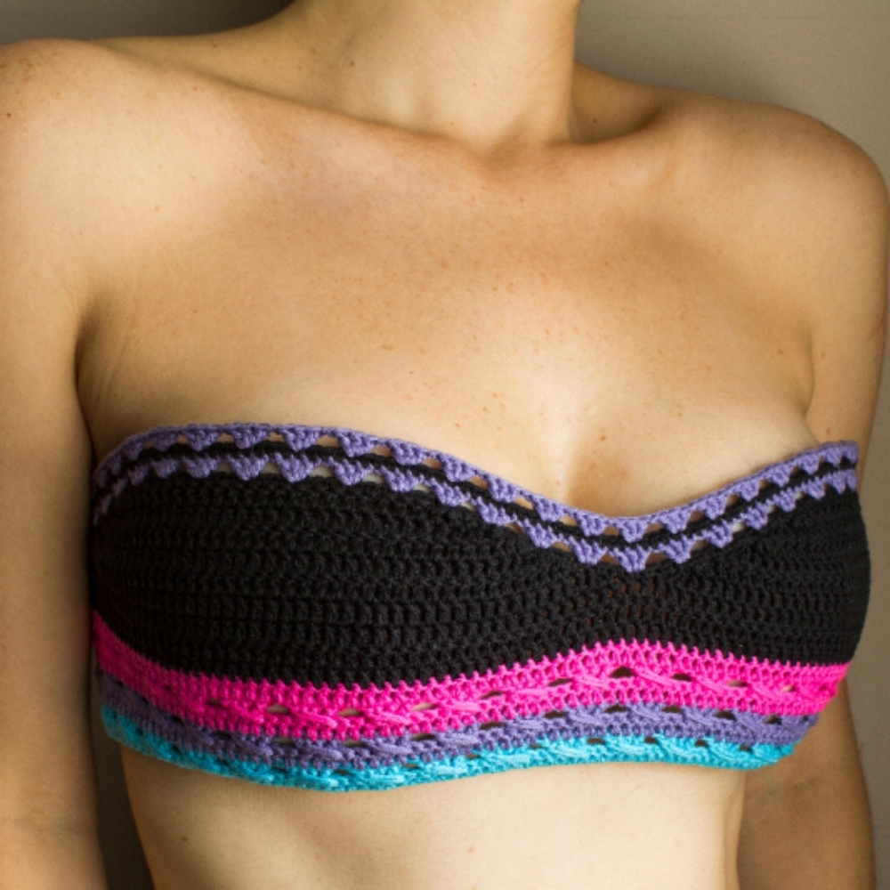 New Handmade Black crochet bikini crop top